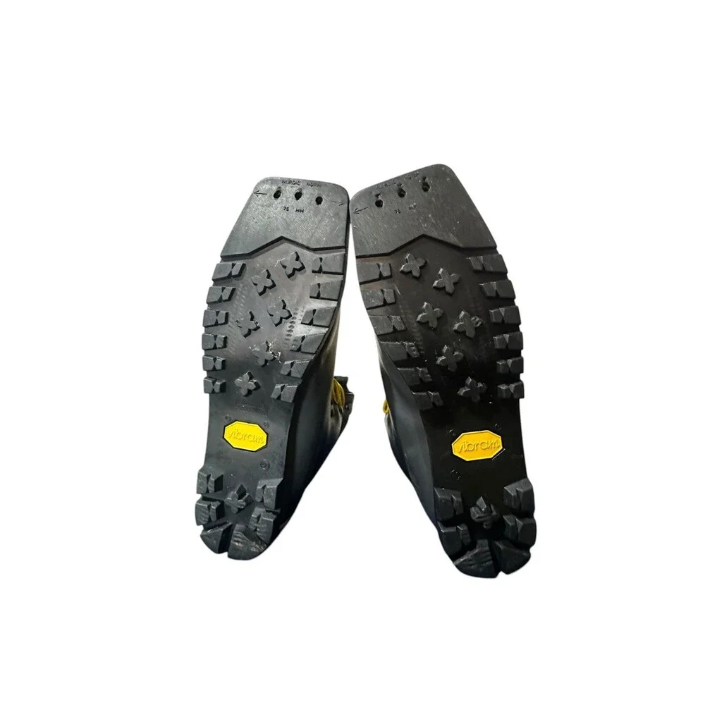 VTG Alpina 3Pin 75mm Nordic Norm Ski Boots Sz 40 Black Yellow Vibram L 8.5 M 7.5